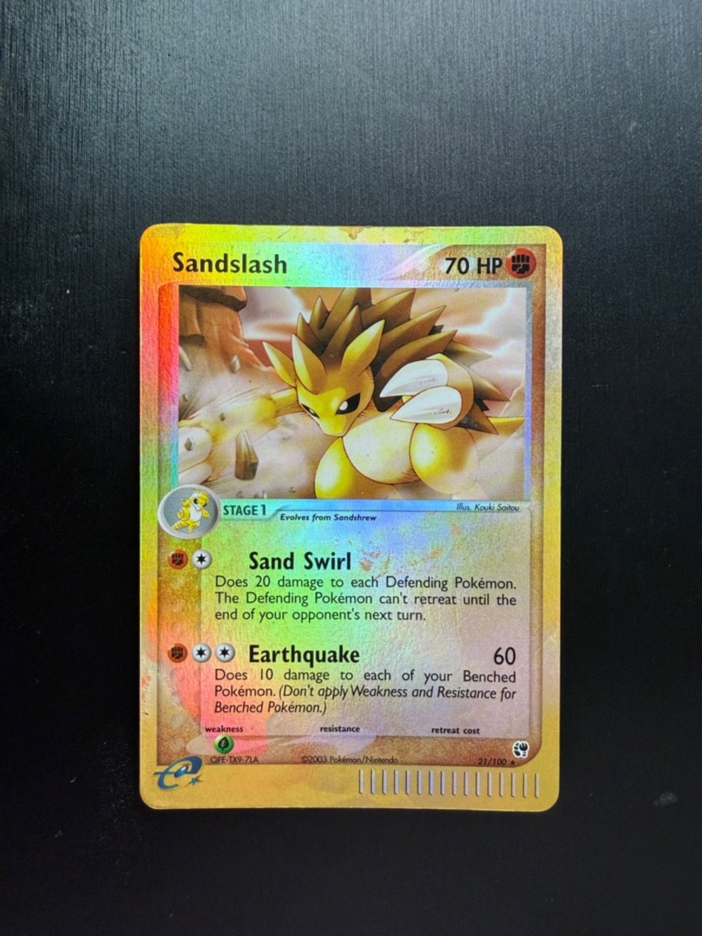 Sandslash Holographic Pokémon Card - Yellow/Gold Accent 2003 Nintendo